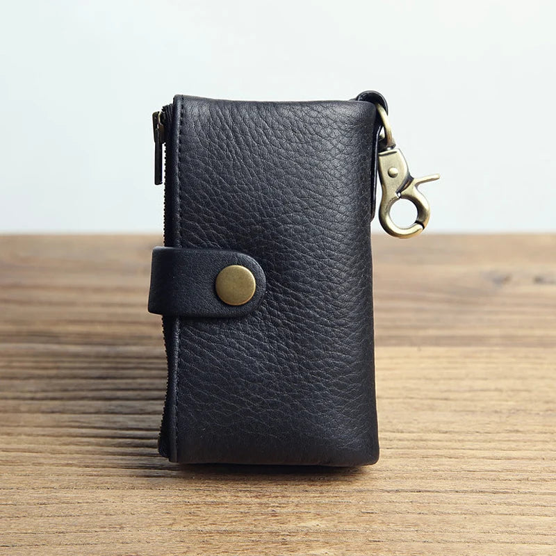 Genuine Leather Key Chain Wallet with Key Ring Cow Leather Wallet with  Key Holder Men Wallet Key Chain