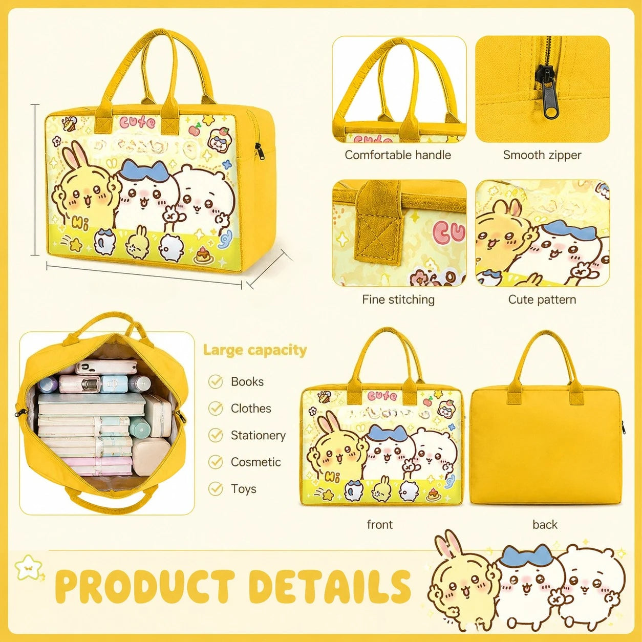 CKW Felt Travel Duffel Bag Large Capacity Cartoon Handbag Portable Kids Overnight Luggage Storage Tote Bag