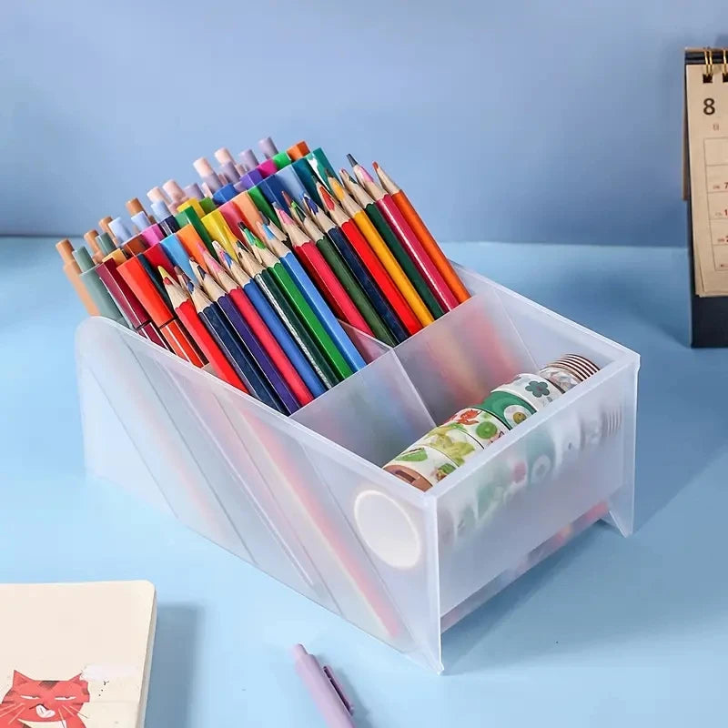 1 pen holder storage rack, multifunctional large capacity stationery storage box, desktop storage box, school office supplies