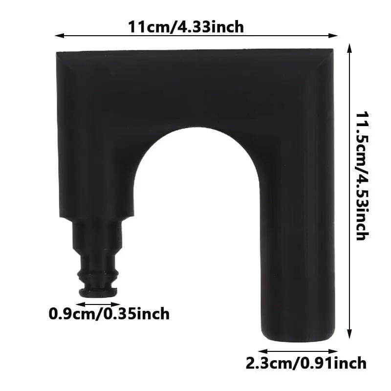 black plastic u-shaped connector with threaded end and cylindrical base made from printed pla polylactic acid material for 3d printed pla garden hose water nozzle