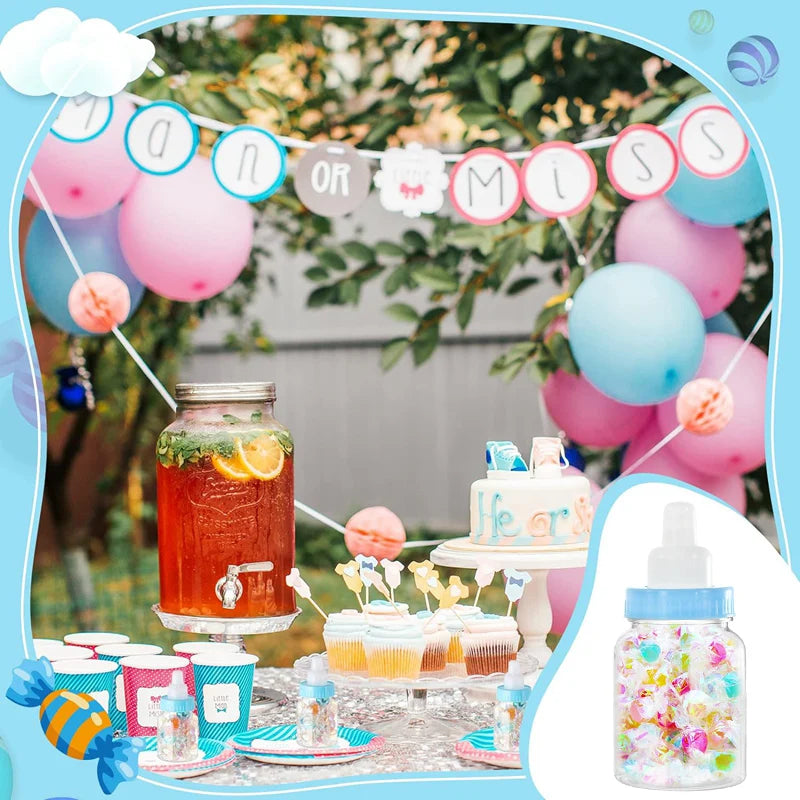 12Pcs Baby Shower Bottle Blue Pink Candy Gift Packaging Boxes Baby Shower Favors for Guests Kids Birthday Gender Reveal Supplies