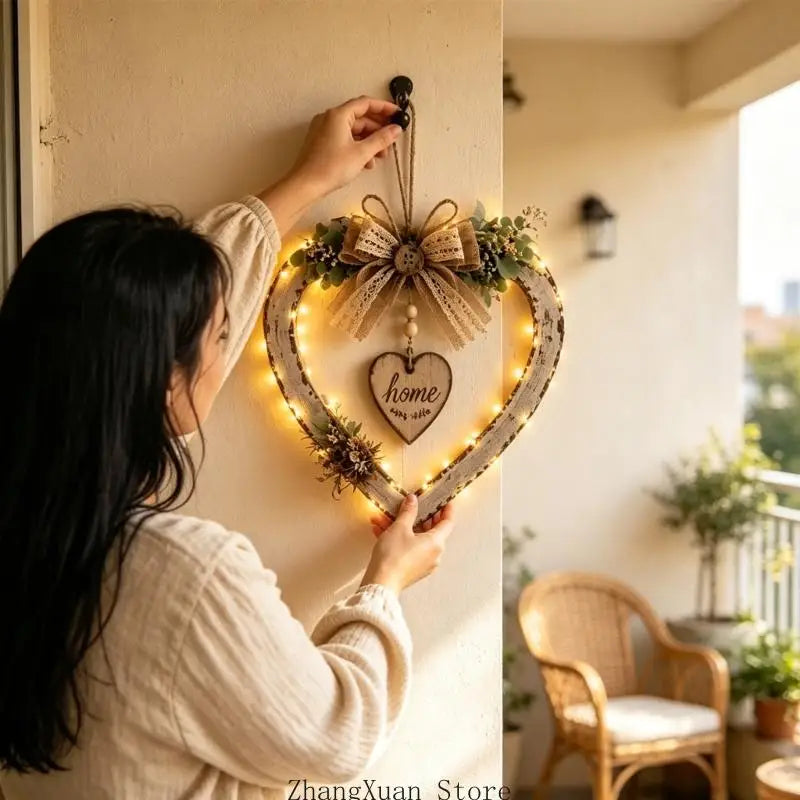 Heart Accent Plaque with Natural Finish for Entry Display 3XUF