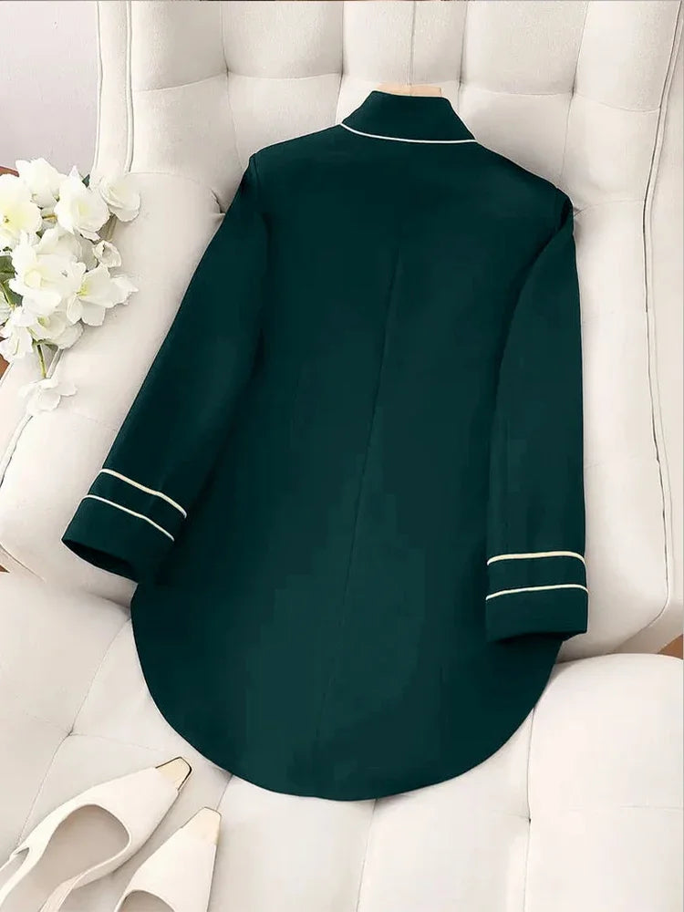 Elegant Tailed Blazers Coat For Women 2026 Tops Chic Stand Collar Long Sleeve Jacket Outerwear Office Lady Spring Autumn Fashion
