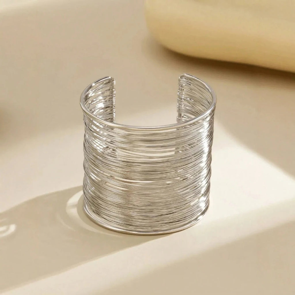 Valentine's Day Gift: A Multi-layered Hollowed-out Steel Wire C-shaped Opening Bracelet, A Popular Street Style Punk Bracelet Fr