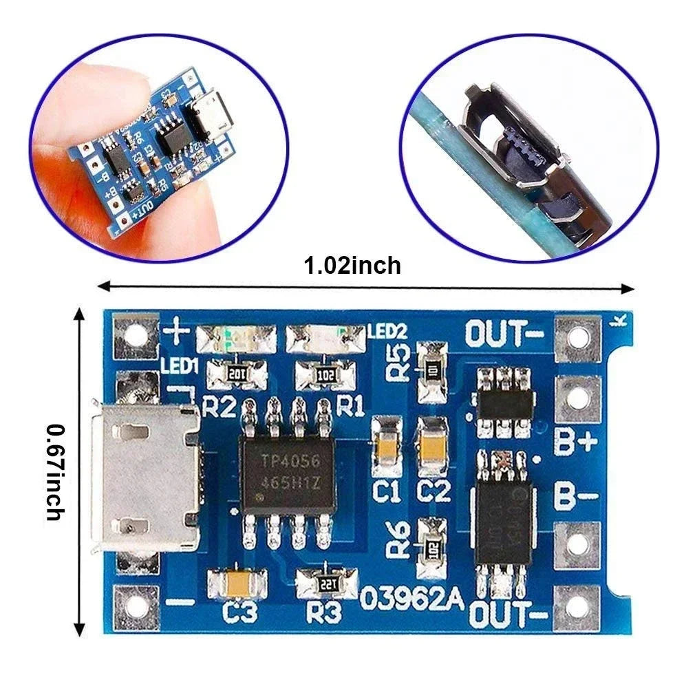 1-20Pcs Type-C/Micro/Mini USB 5V 1A 18650 Tp4056 Lithium Battery Charger Module Charging Board with Protection Function Li-Ion