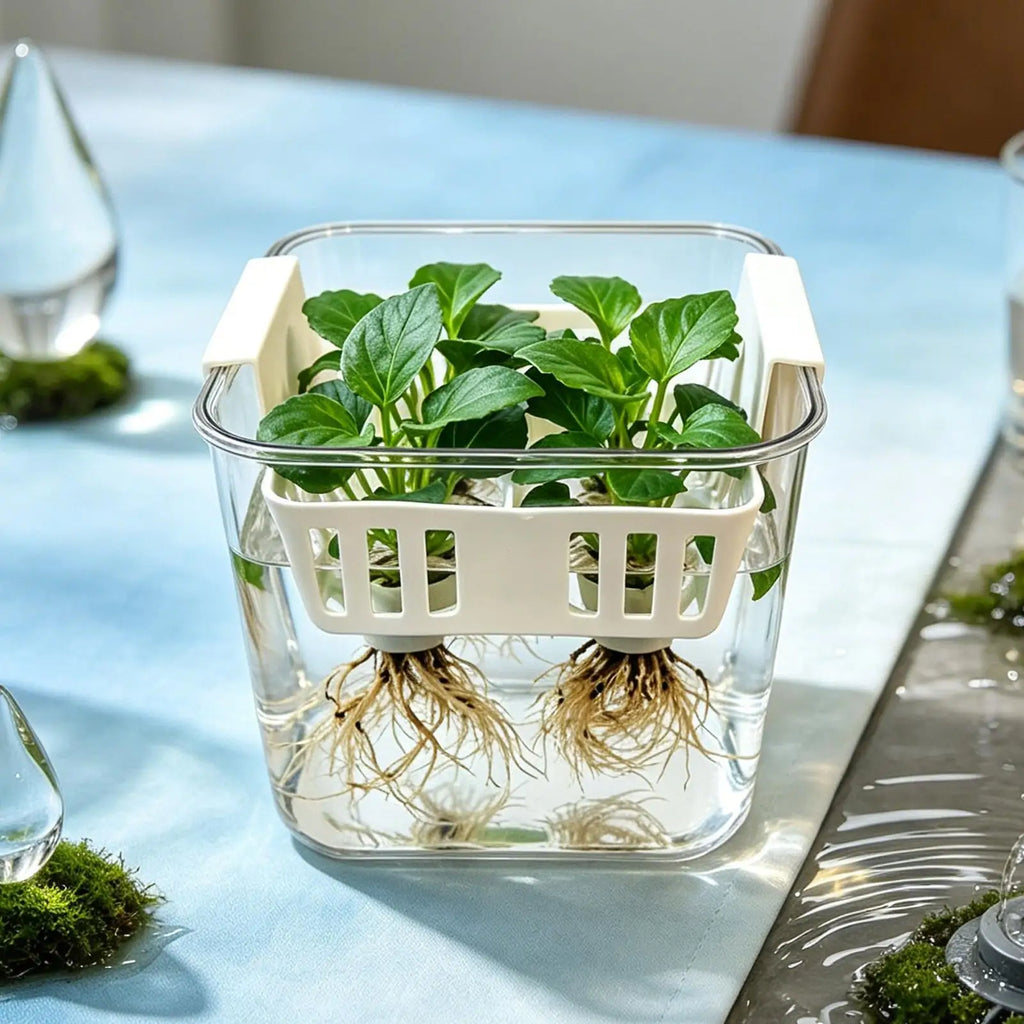 4 Grids Hydroponics Nurserys Pots Planter Containers Clear Tulips Planter Plastic Square Planting Basket Indoor Gardening