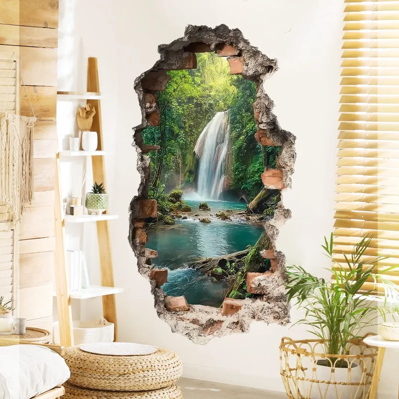 Creative Imitation 3D Landscape Wall Sticker Self-adhesive Wall Decoration for Living Room Bedroom Home Background