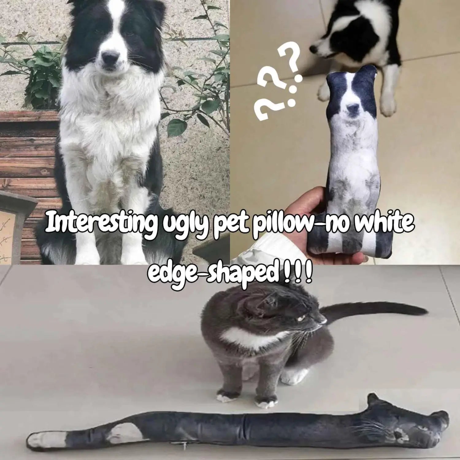 custom pet pillow personalized dog cat throw pillow featuring a black and white border collie-shaped pet pillow with plush soft texture