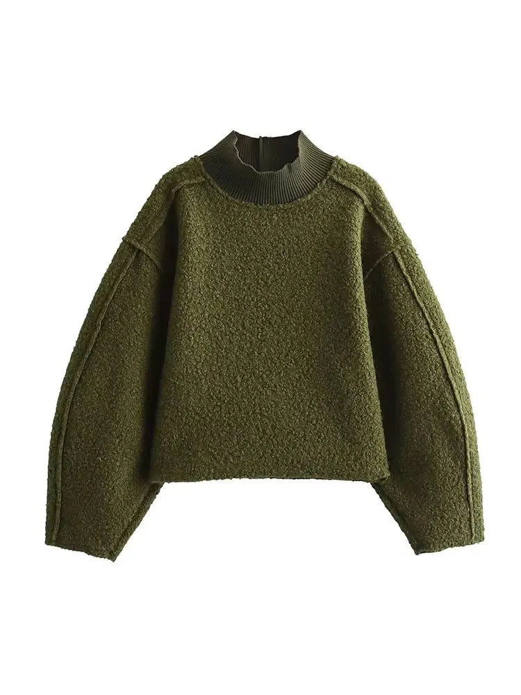 HH Sweatshirts For Women Autumn Casual Loose Turtleneck Long Sleeve Pullover Sweater Female Fashion Chic Top Pullovers