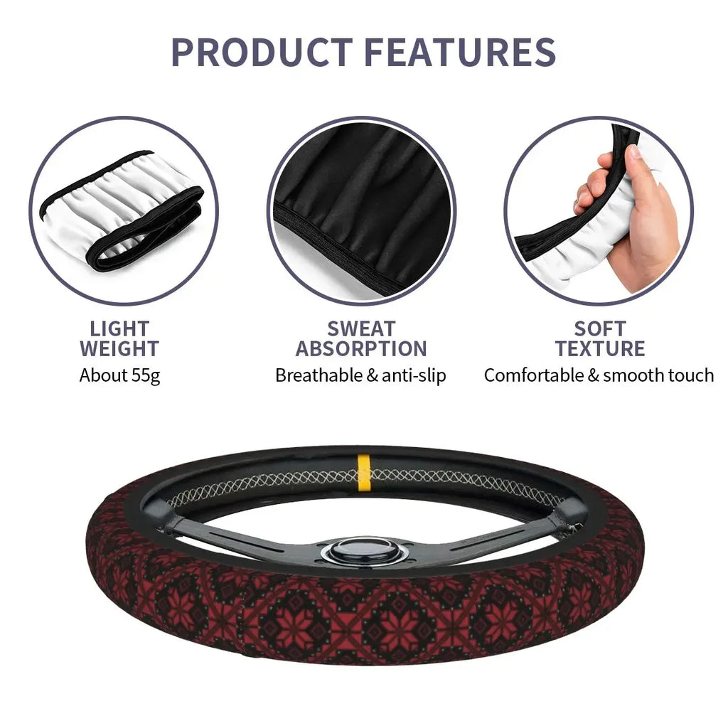 Palestinian Tatreez Car Steering Wheel Cover Palestine Steering Wheel Protective Cover Auto Steering-Wheel Accessories