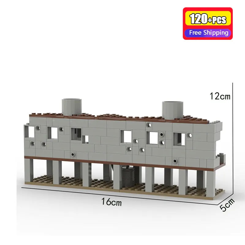Building Blocks Military Base Ruins Combat Scene Destroyed House Architecture Model DIY Construction Toys For Boys