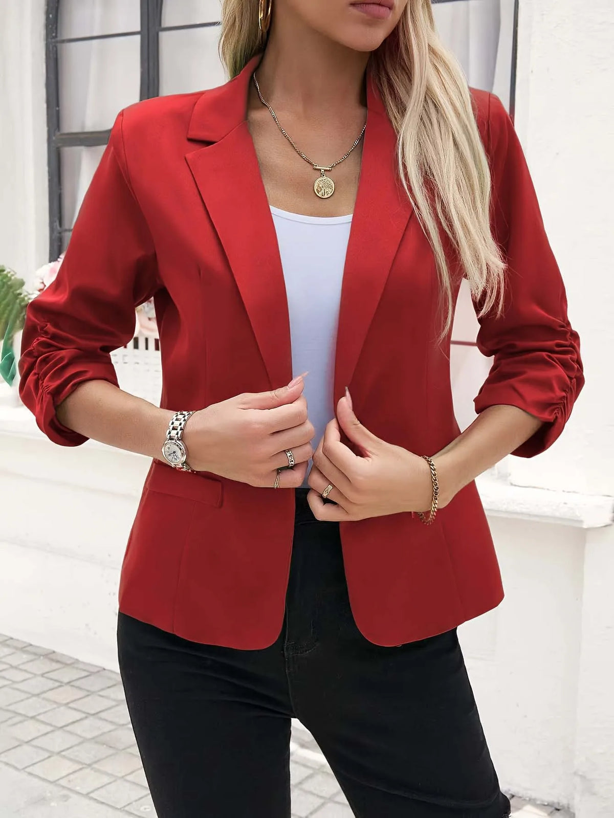 2026 new European and American women's suit jacket formal wear three-quarter sleeve suit jacket