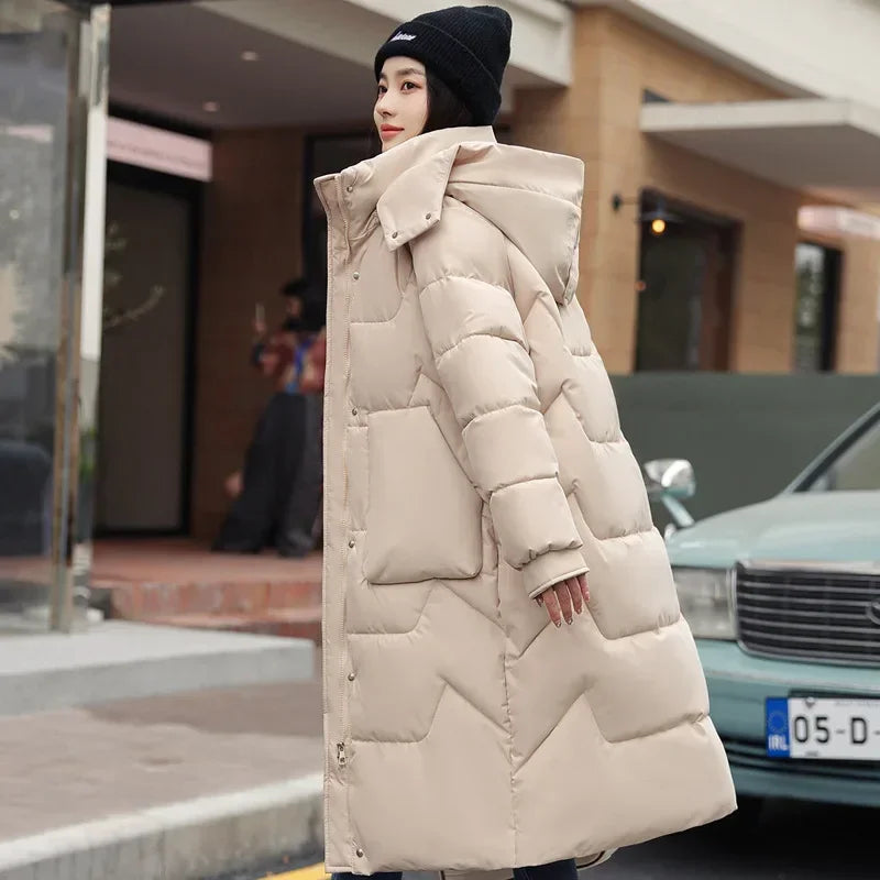 New 2025 Winter Women Jacket Long Parkas Female Down Cotton Hooded Overcoat Thick Warm Jackets Windproof Casual Loose Coat
