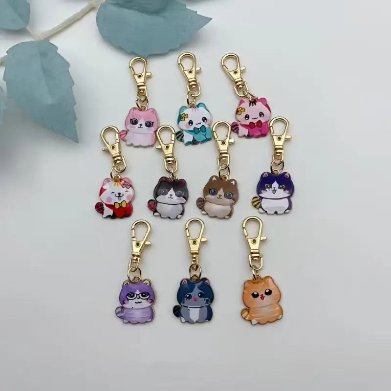 10pcs cute cat keychains, suitable for wallet accessories, pet ID cards, backpacks, mobile phone pendant gifts, the best choice