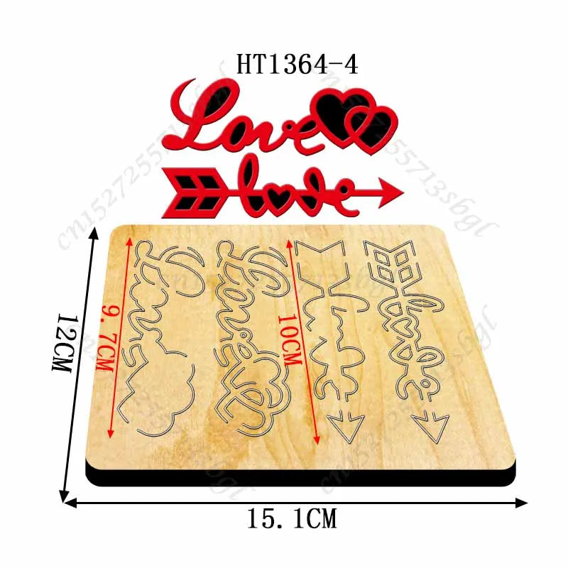 Valentine's Day Collection - New Die Cutting And Wooden Mold, HT1364 Suitable For Common Die Cutting Machines On The Market.