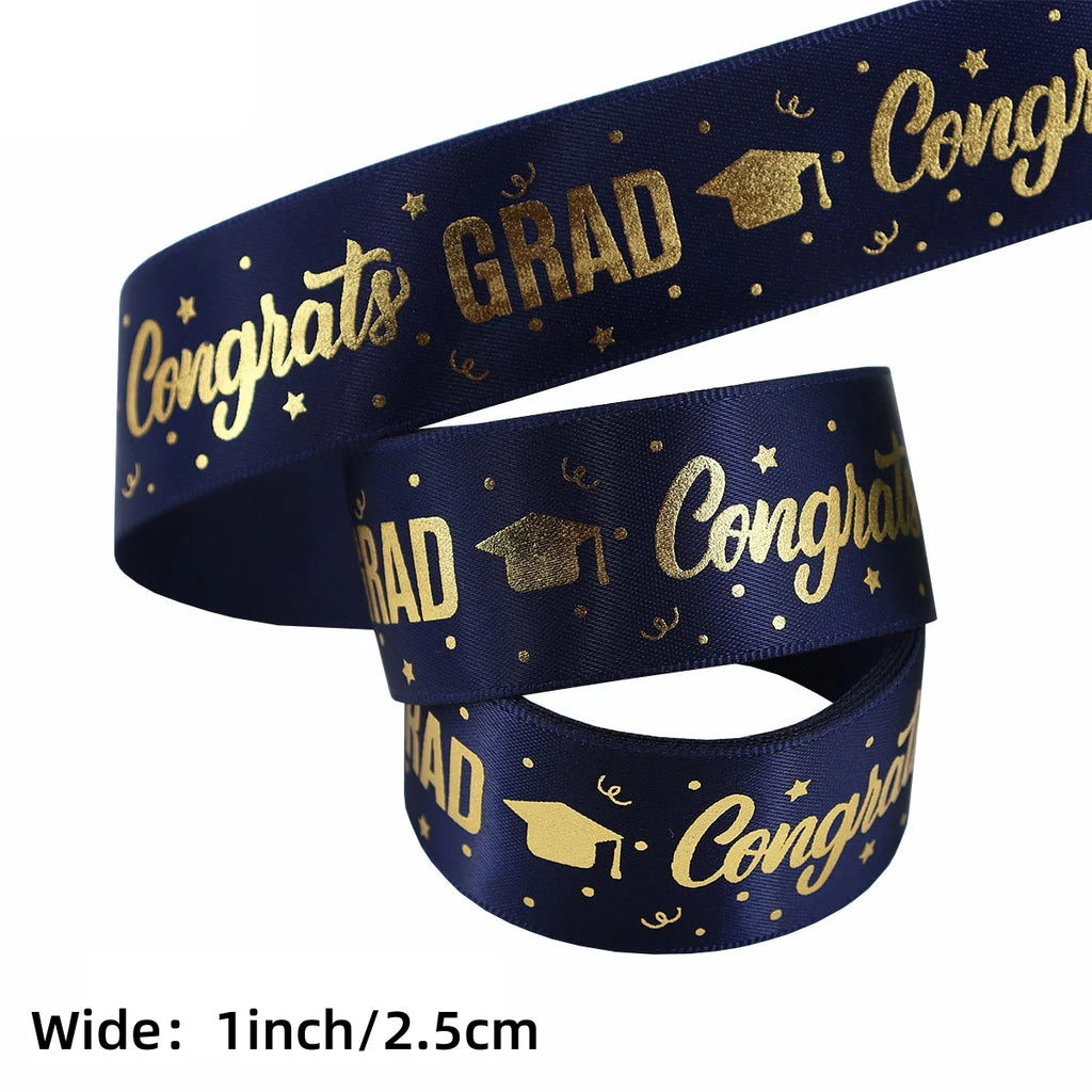 1 Roll，5 Yards Graduation Gift Packaging Ribbon,Decoration Party DlY Bow Ribbon, Graduation Ceremony  CampusParty Supplies