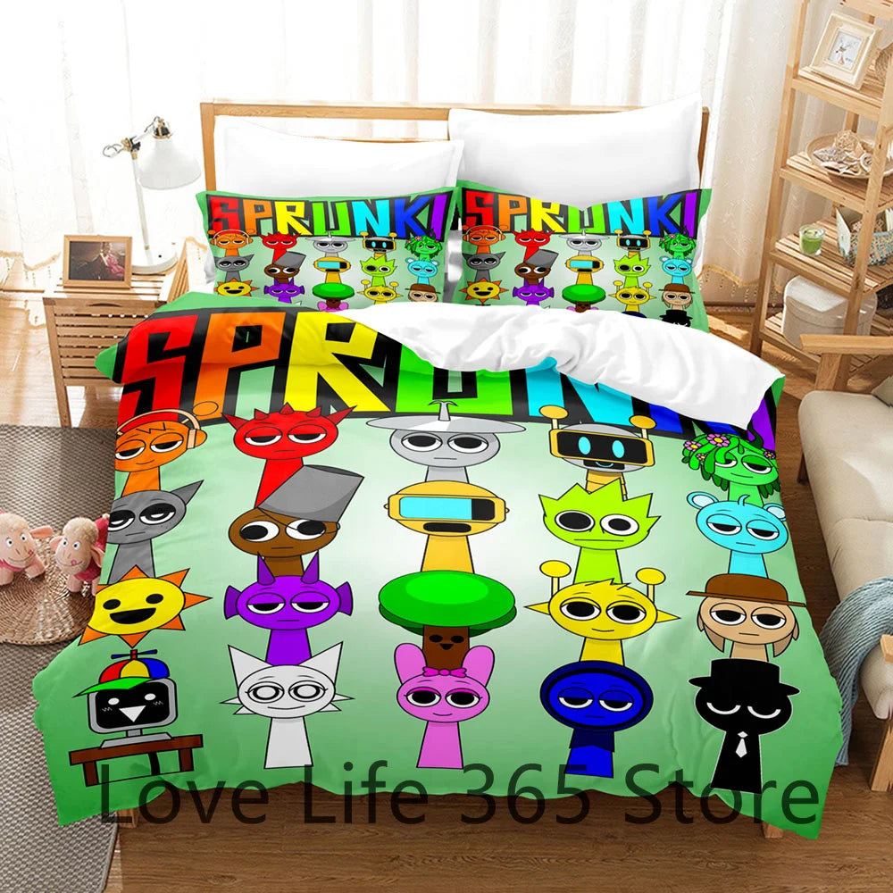 Game Sprunki Bedding Sets For Kids Boys Girls New 3d Printed Bed Cover Comforter Duvet Cover Pillow Case Bedroom Decoration