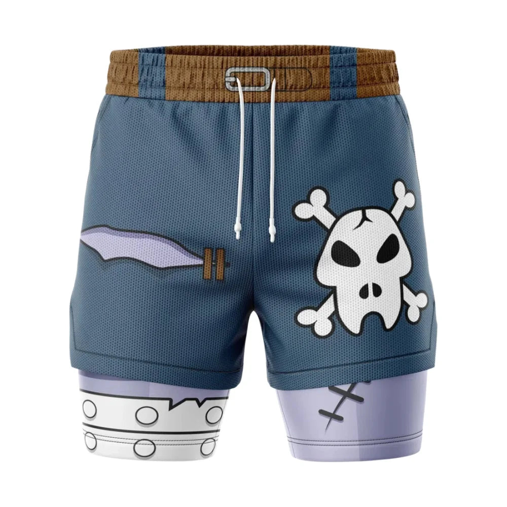 Bandai Weregarurumon Digimon Anime Unisex Double Layer 2-in-1 Performance Gym Shorts Summer Quick-dry Soft Comfy Lightweight