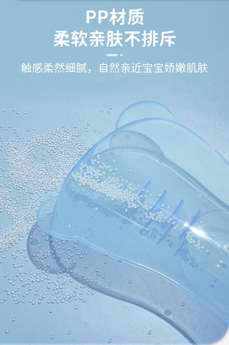 透明な青色のPP素材製ベビーニップルシールドで、柔らかく穏やかな触感を備え、ベビーの尻洗い用洗面器（ベビーの尻洗い用）および乳児の入浴補助セットの一部として、繊細な乳児の肌に密着するために設計されています