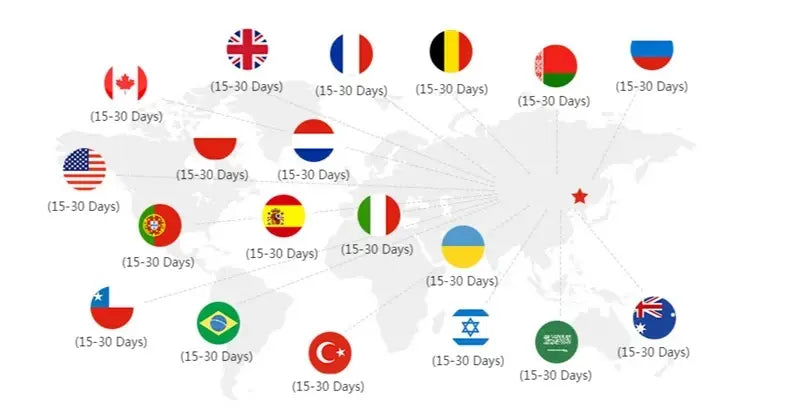 世界地図のグラフィックで、国旗の円形アイコン（15〜30日とラベル表示）を示し、あわせてクマの刺しゅうが施されたクールアイスシルクベビーピローを掲載した商品