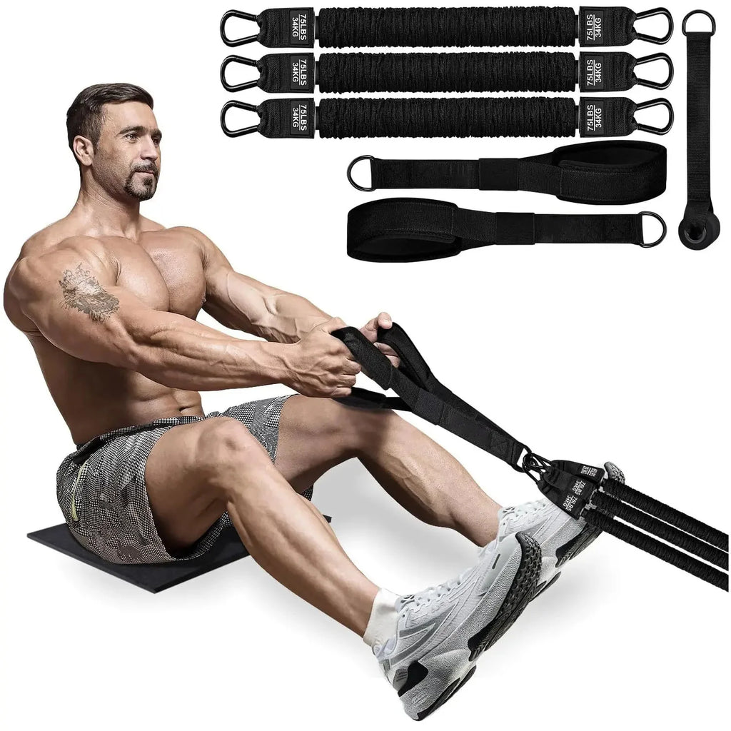 Stretching Strap Set - 5 Heavy-Duty Stretching Straps, Adjustable Weight/Size with Foot Pads, Stretching Strap Auxiliary Straps - Home Gym Strength Training, Pull-Up Suspension Straps, Universal Heavy-Duty Resistance Bands, A