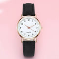 Women Casual Round Quartz Watch Luminous Analog Wristwatch PU Leather Strap for Girls Students