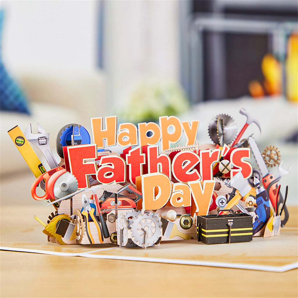 Happy Father's Day Toolbox Theme Pop-Up Card, 3D Card Handmade Birthday Greeting Card