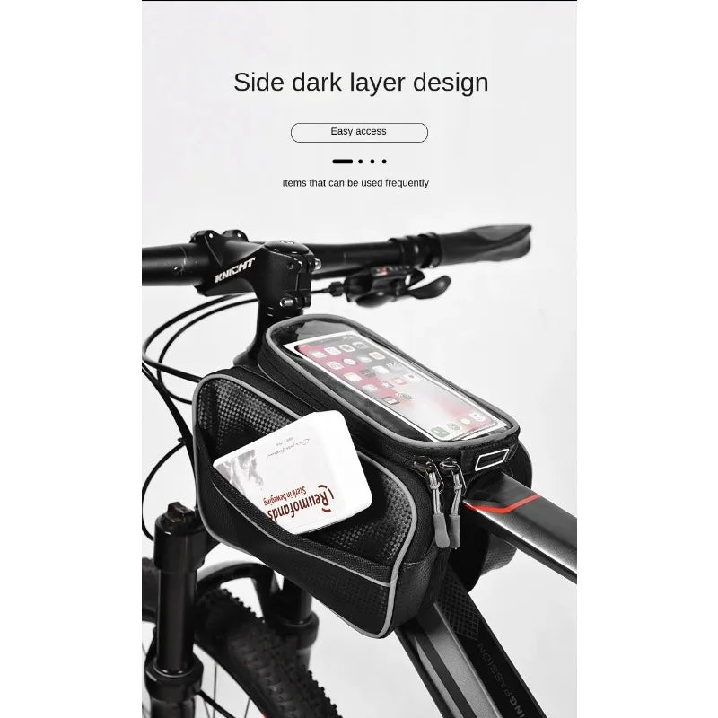 Bike Bags Road Bike Riding Gear Accessories Large Capacity Touch Screen Handlebar Front Tube Waterproof Mobile Phone Bag