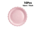 Pink Party Tableware Set Scalloped Edge Paper Plates Cups Napkins Disposable Dinnerware for Birthday Baby Shower Wedding Decor