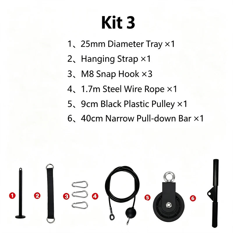 DIY Home Gym Complete Kit, Silent Stainless Steel Cable Pulley System for Lat Pulldown, Low Row and Chest Fly Strength Workout