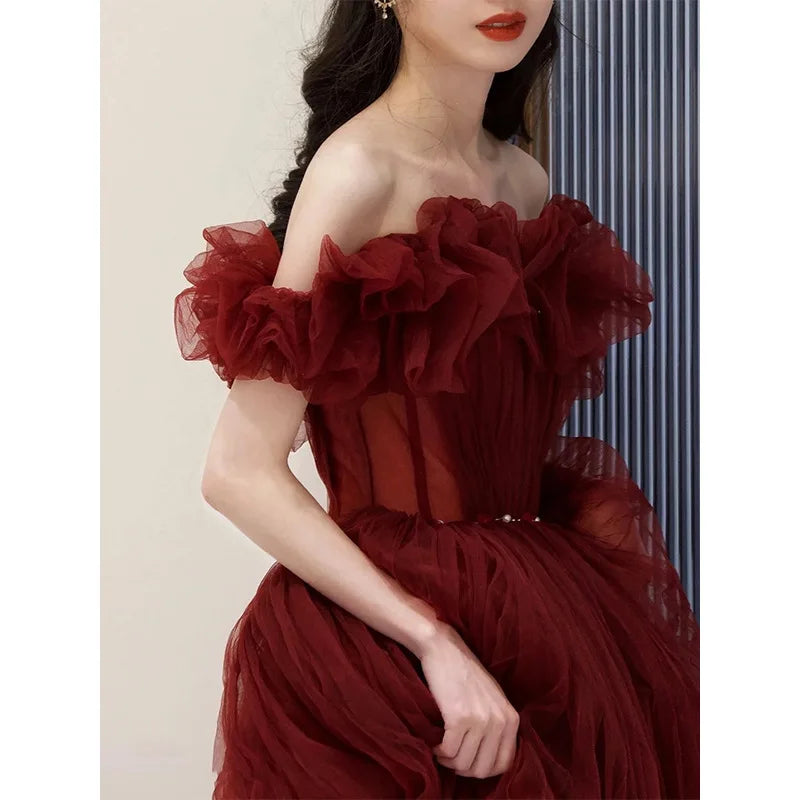 Evening Gowns for Women Elegant Party Prom Gown Graduation Womens Occasion Slender Waist Quinceanera Pengpeng Wedding Dresses