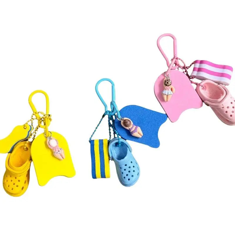 Cute Summer Beach Themed Keychains With Mini Clog Charm And Adorable Swimmer Pendant Perfect For Backpack Decoration Gifts
