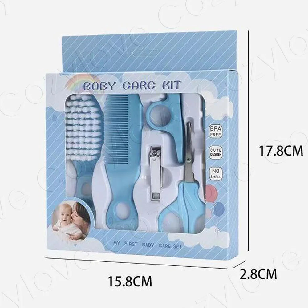 5 In 1 Baby Grooming Care Set, BPA Free Newborn Hair Brush Comb Nail Clipper Scissor File Kit, 5 Pastel Colors