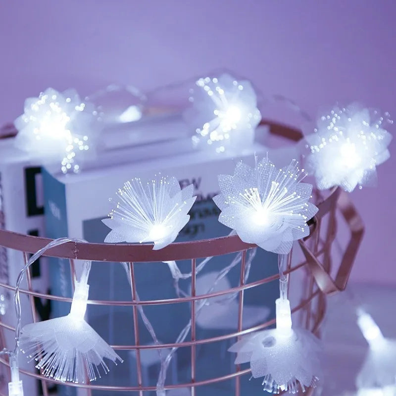 LED Fiber Optic Flower String Lights Wedding Party Indoor and Outdoor Garden Courtyard Christmas Luminous Decoration Supplies
