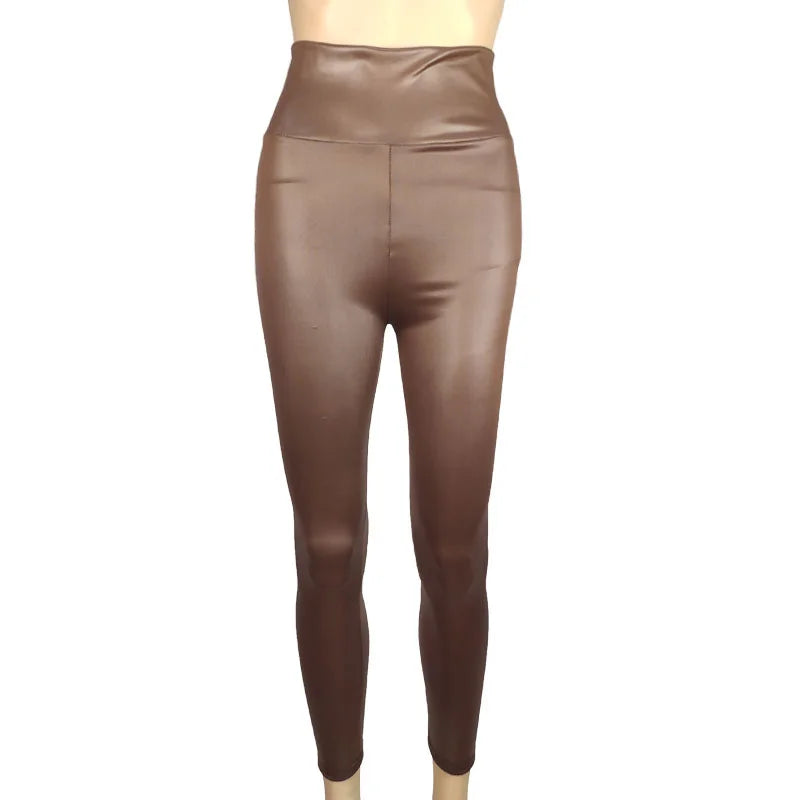 Trendy New Women's Leggings High Waisted Tight and Sexy Faux Leather Pants Colorful Yoga Pants for Women