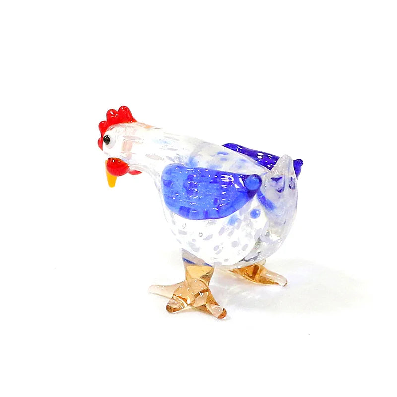 Easter Cock Miniature Figurine Glass Ornament Cute Rooster Tiny Statue Home Table Decor Collection Holiday Party New Year Gifts