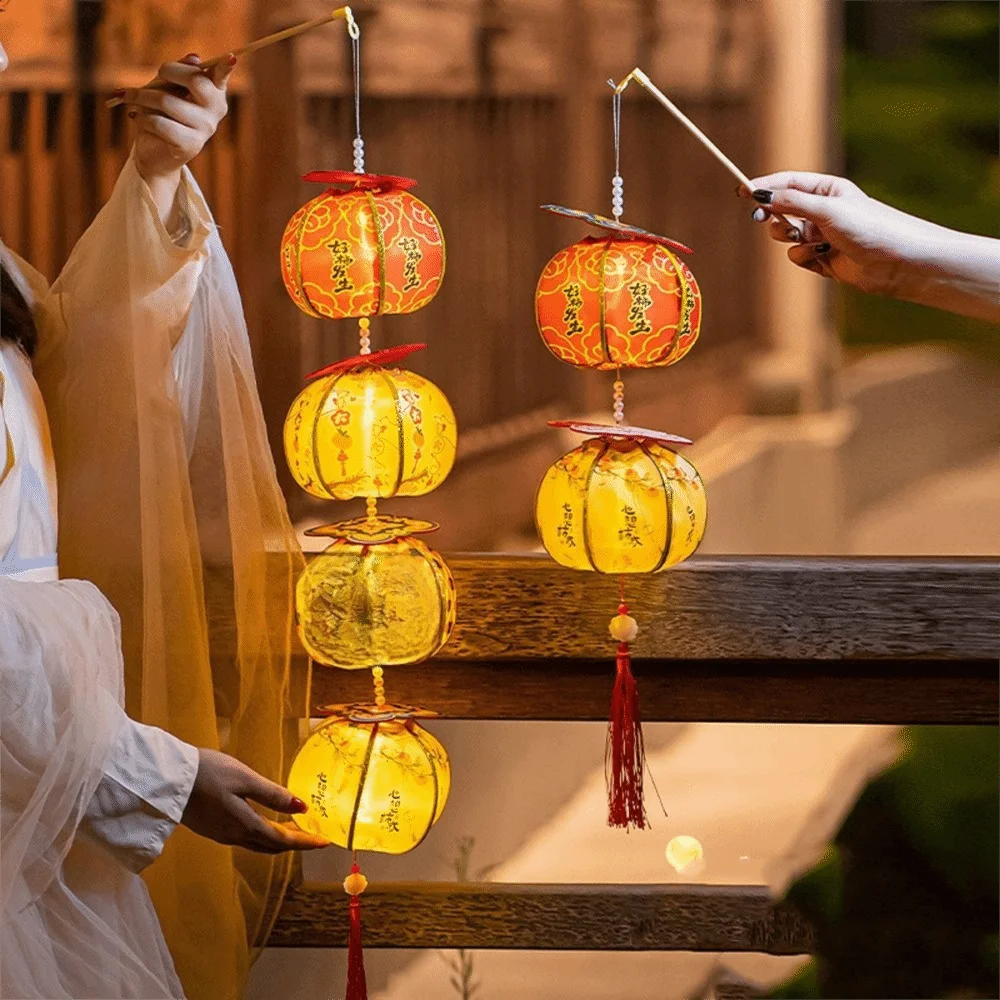 Ancient New Year Persimmon Lantern 2026 Horse Year Handmade Luminous Lantern Blessing with Tassel Chinese Lantern
