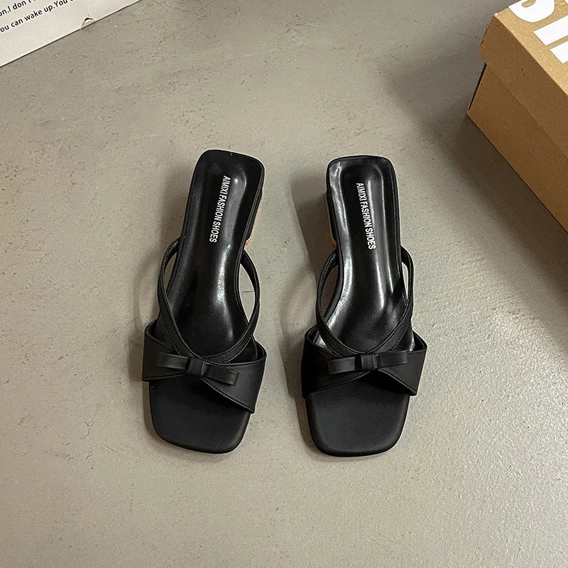 Women's Slippers Fashion Outdoor Casual Sandals Sweet Bow Women Sandals Summer Vacation Beach Slippers for Women Chaussons Femme
