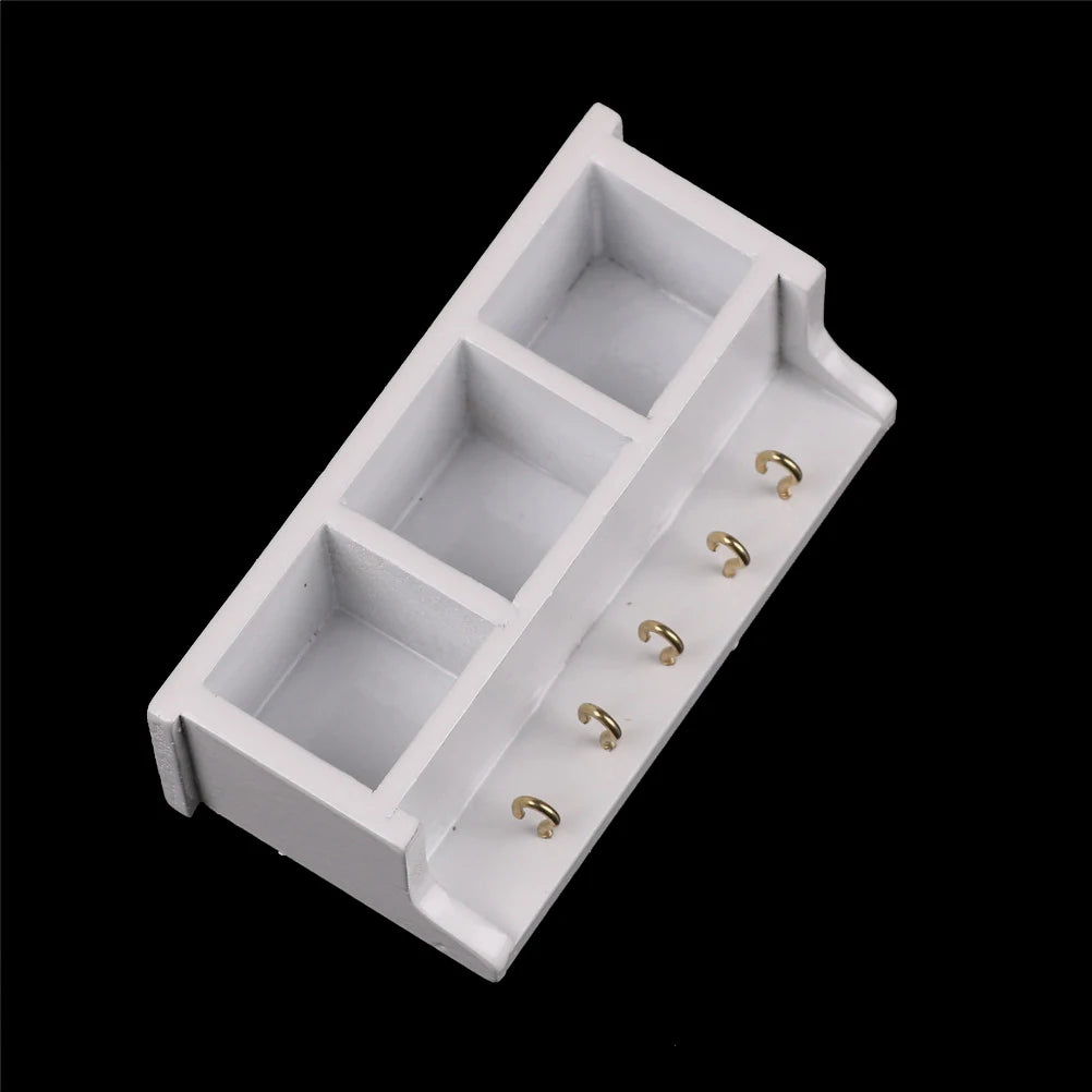 1/12 Dollhouse Miniature Wood White Wall Rack Model Kitchen Furniture Accessories For Doll House Decor Kids Pretend Play Toys