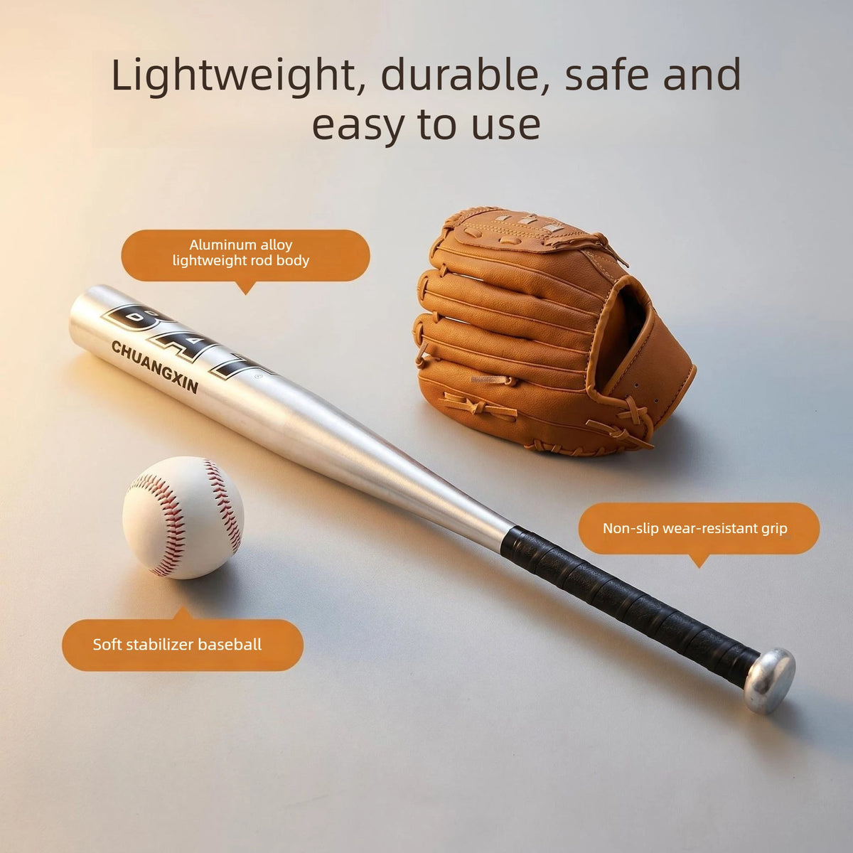3 In 1 Baseball Set for Beginners,Baseball Bat/Baseball Glove/Soft Baseball Balls,Outdoor Backyard Training Sports Kit,Gift