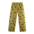 Women Wide-Leg Pants Fashion Elegant High Waist Polka Dot Jeans Pants Spring Summer Chic High Street Pants 2026 New
