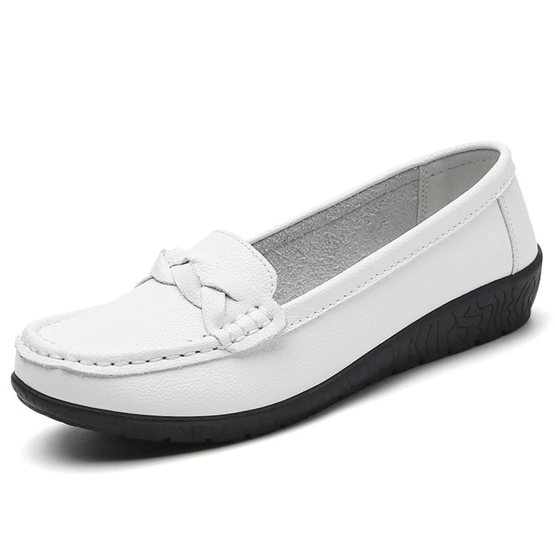 Woman Shoes 2025 New Soft Leather Flat Shoes Women's Loafers Flats Casual Shoes Women Footwear Female White Zapatos De Mujer