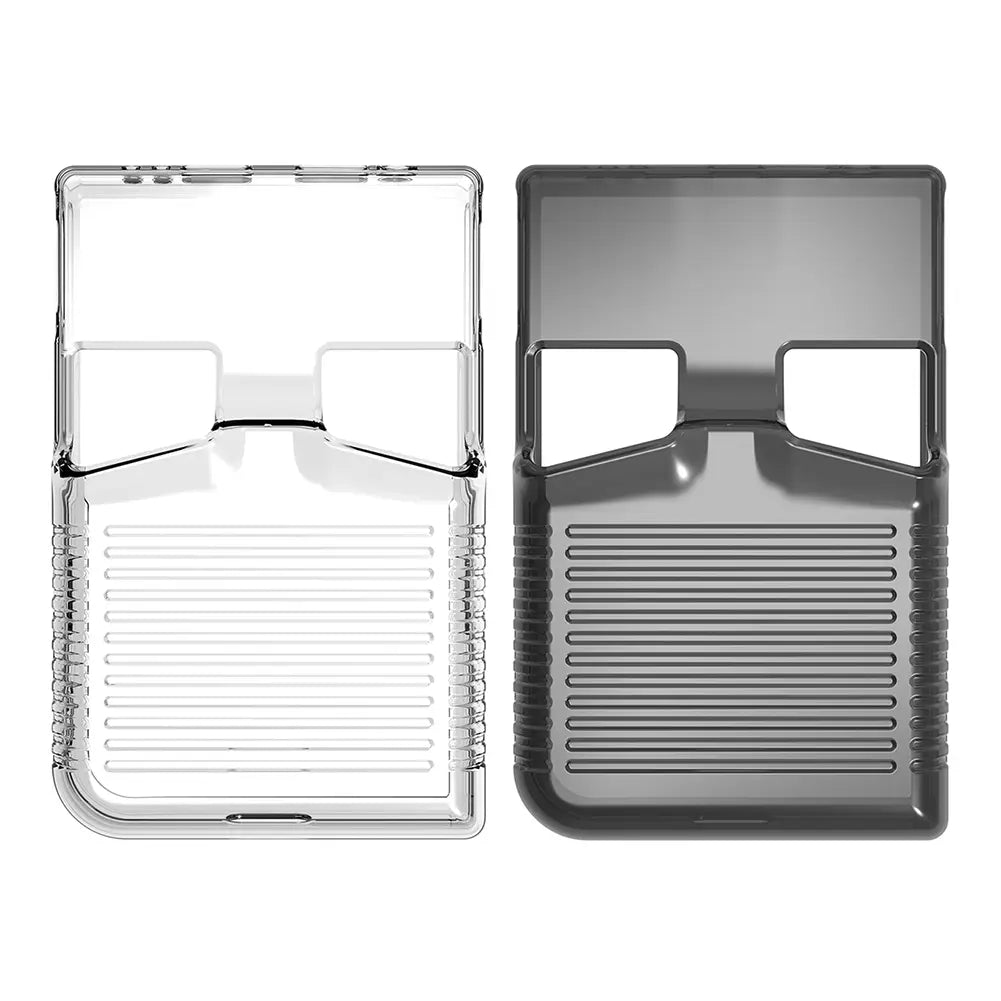 clear and black transparent tpu protective cases with ribbed side textures designed for the anbernic rg 35xxpro game console