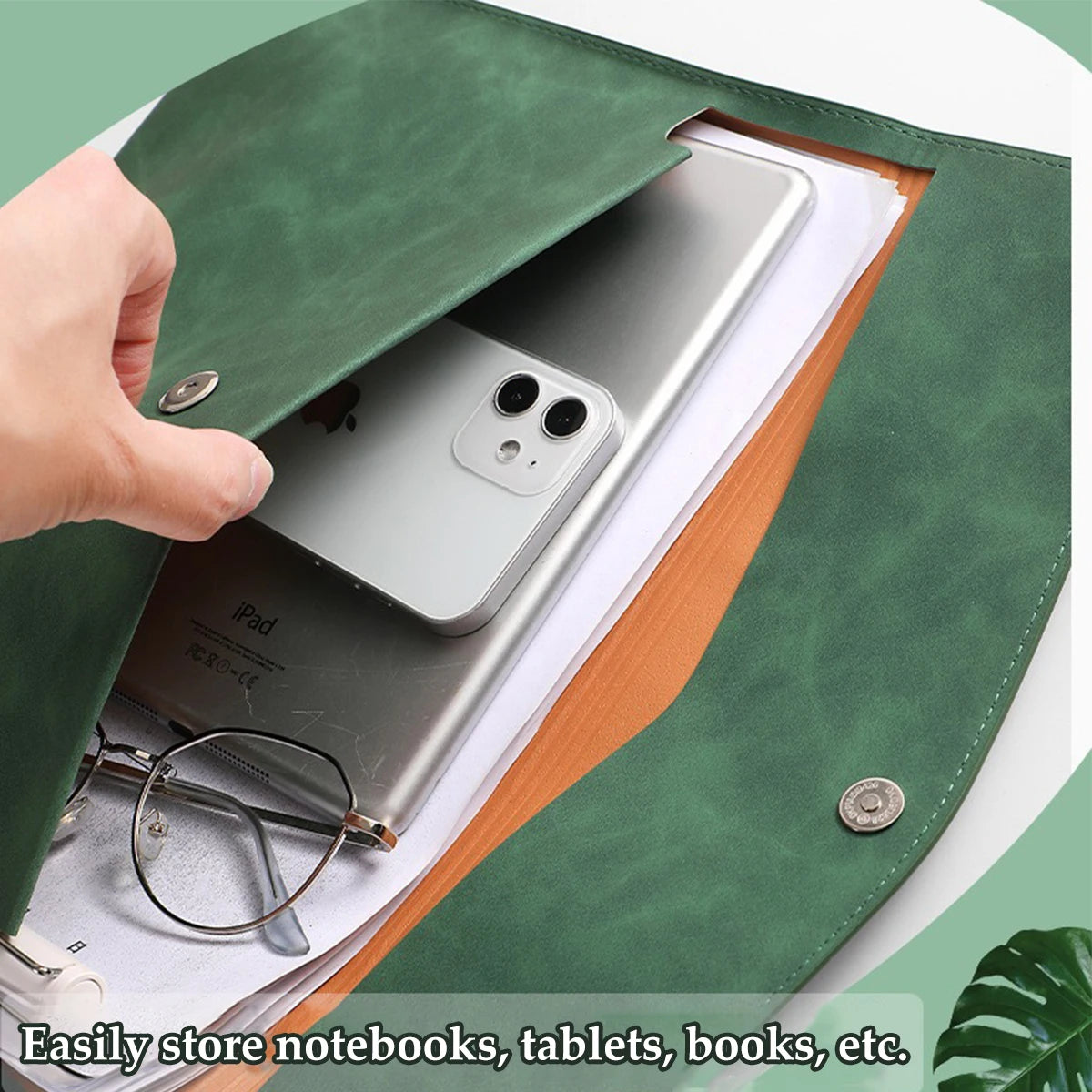 Leather File Bag A4 A5 Waterproof Document Folder Large Capacity Business Office School Supplies Organizer Pouch Carrying Bag