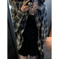 Woman Blouses Woman Clothes Autumn new Rhinestones Shiny Plaid Single-breasted Shirt Women's Casual Loose Wind Shirt tide Coat