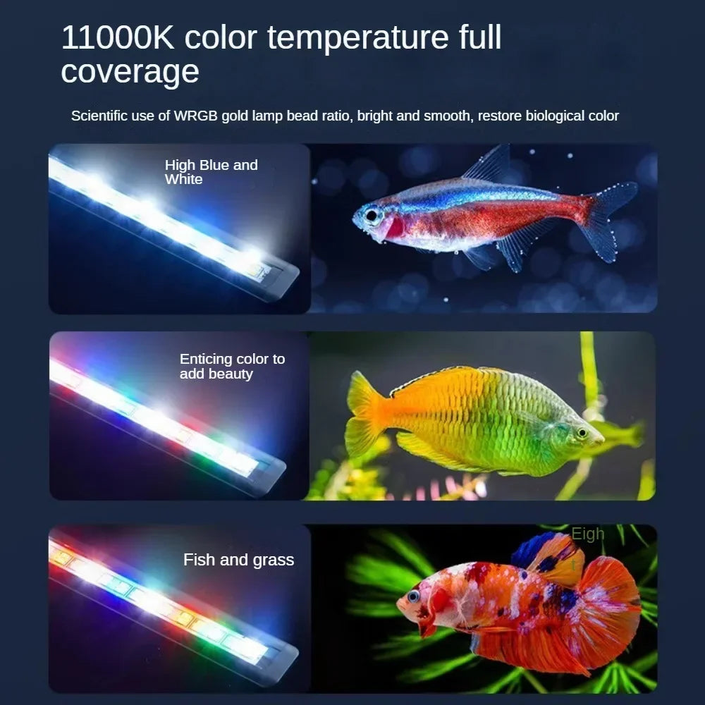 LED Light for Fish Tank Coral Growth Full Spectrum Clear Water Energy Saving Lamp for Aquatic Plants Aquarium Lighting