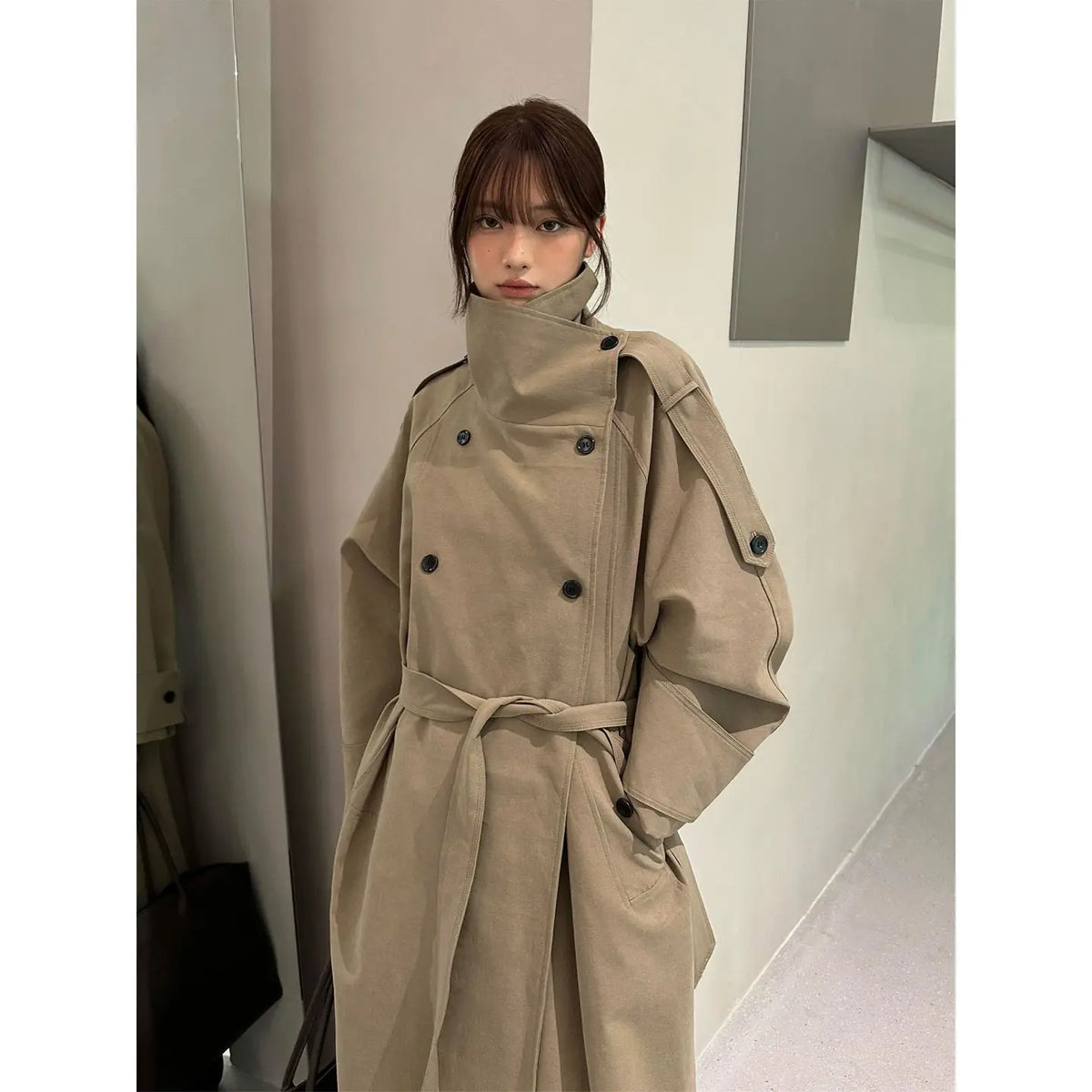 American Style Fashion Trench Coat for Women 2025 Autumn New Mid To Long Style Popular Thin Jacket Female Clothing