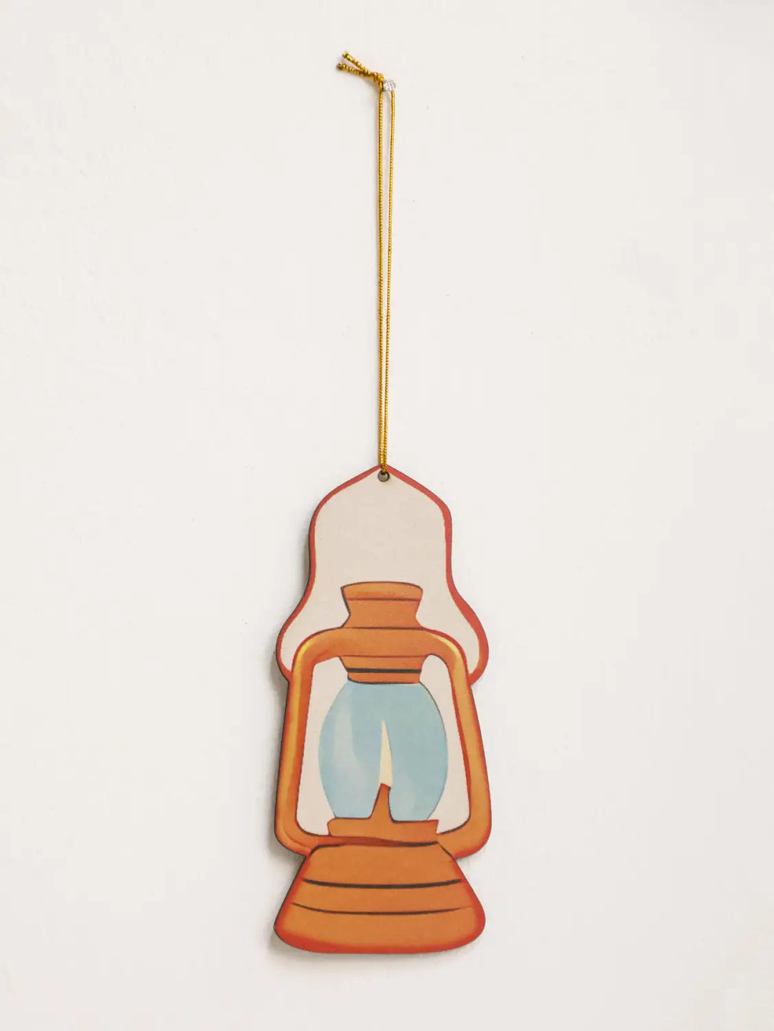 Farol de madera con forma de linterna color naranja para decoración de pared de Ramadán islámico, con cuerda dorada para colgar, en estilo moderno.