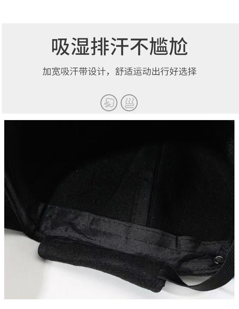 Casquette de baseball d’hiver pour homme à rabats d’oreilles en laine chaude, avec large bande absorbant la transpiration pour le confort pendant les activités sportives