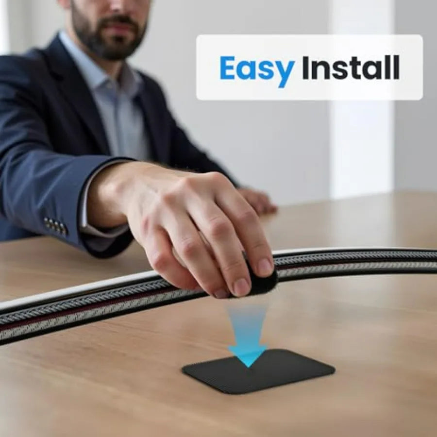 Cable Management Under Desk, Up to 15 Cord Enhanced Wire Holder Cord Organizer, Adjustable Hook and Loop Cable Ties, Home Offic